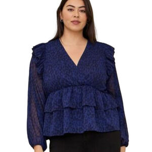 Torrid Chiffon Ruffle Tiered Surplice Cropped Blouse